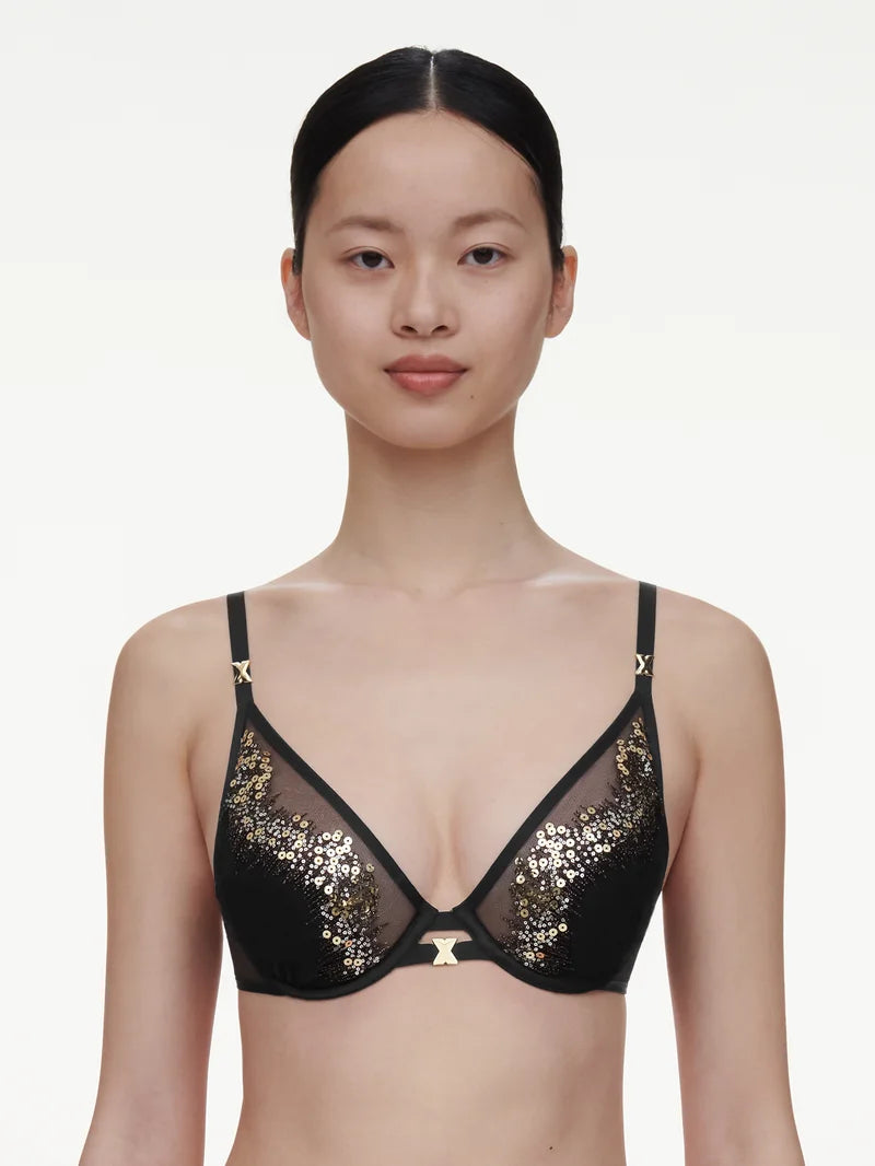 Chantelle - Genesis Plunge Foam Bra Glitter Black