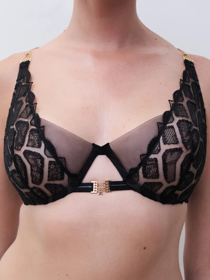 Chantelle - Reptilia Plunge Underwired Bra Black