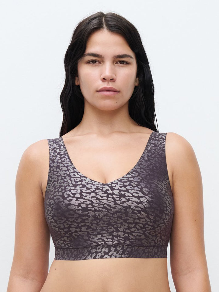 Chantelle - Softstretch V Neck Wirefree Bralette Ink Shimmer Print