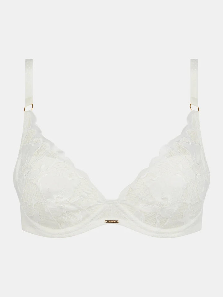 Chantelle - Fleurs Signature Plunge T-Shirt Bra Satin Milk
