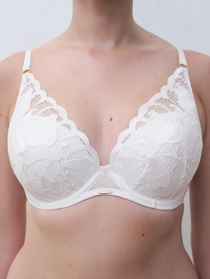 Chantelle - Fleurs Signature Plunge T-Shirt Bra Satin Milk