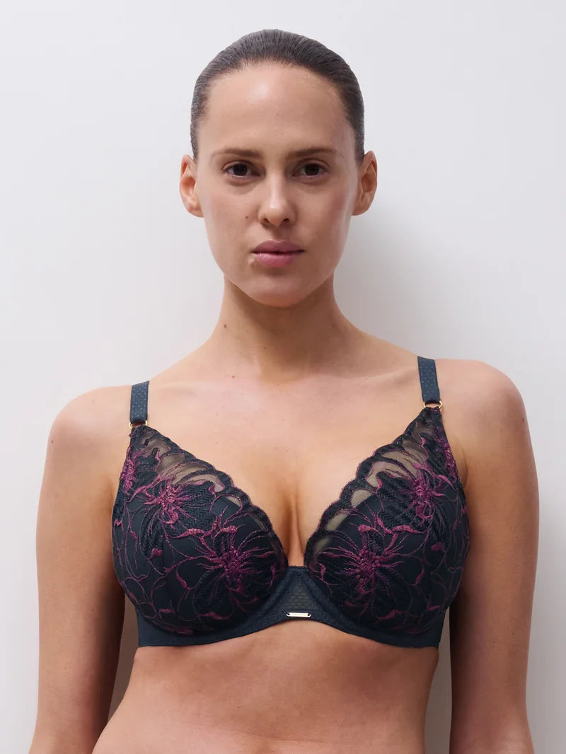 Chantelle - Fleurs Signature Plunge T-Shirt Bra Sailing Blue Lurex