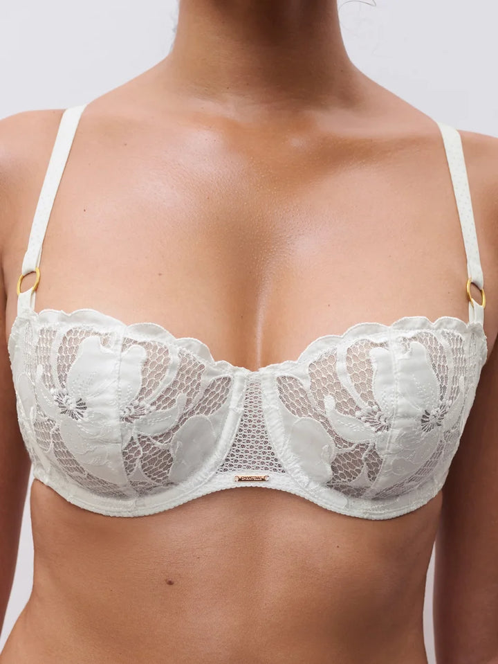 Chantelle - Fleurs Signature Half-Cup Balcony Bra Satin Milk