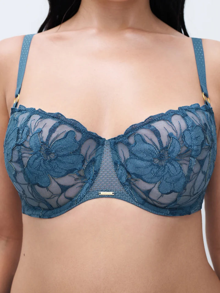 Chantelle - Fleurs Signature Half-Cup Balcony Bra Jeans Blue Denim