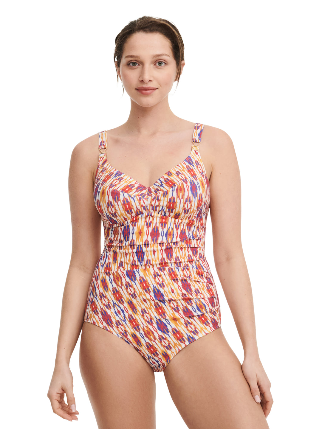 Chantelle Swimwear - Devotion Covering Underwired Swimsuit Red Ikat