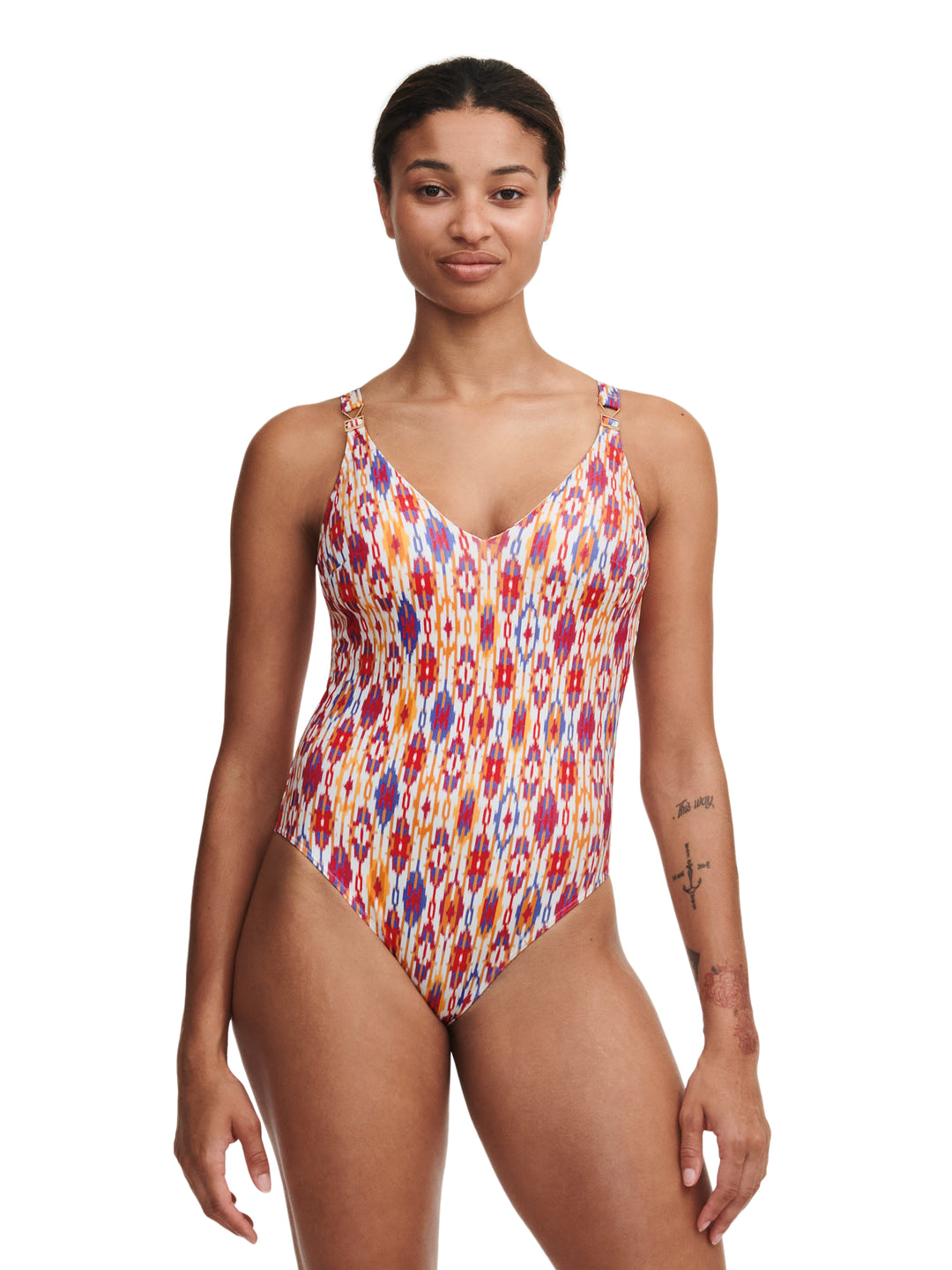 Chantelle Swimwear - Devotion Wirefree Triangle Spacer Swimsuit Red Ikat
