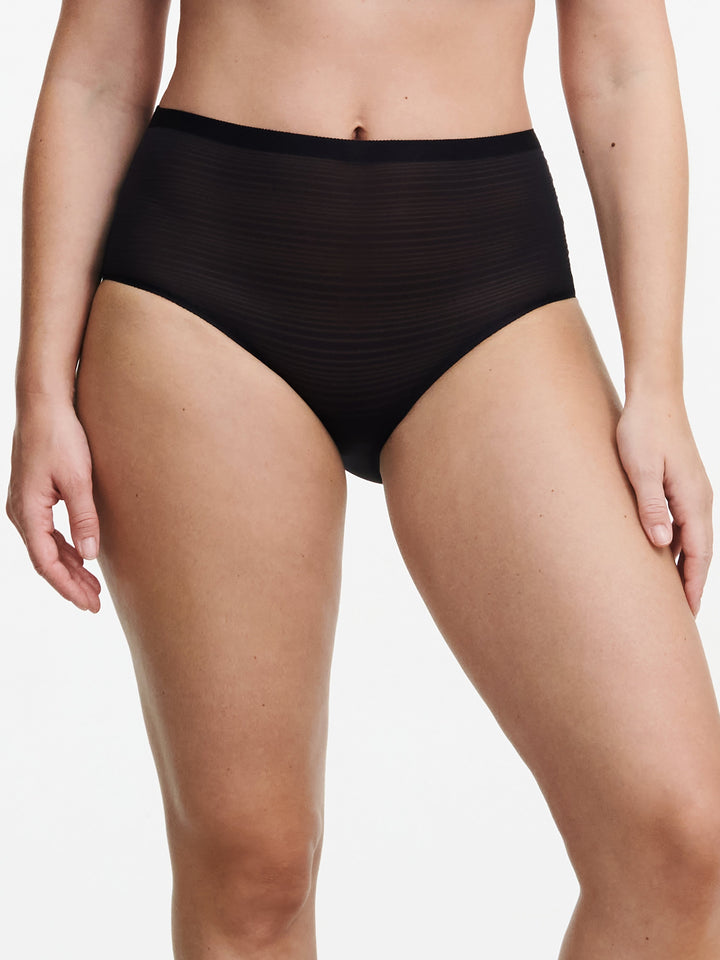 Chantelle Softstretch Stripes High Waist Brief - Black Full Brief Chantelle