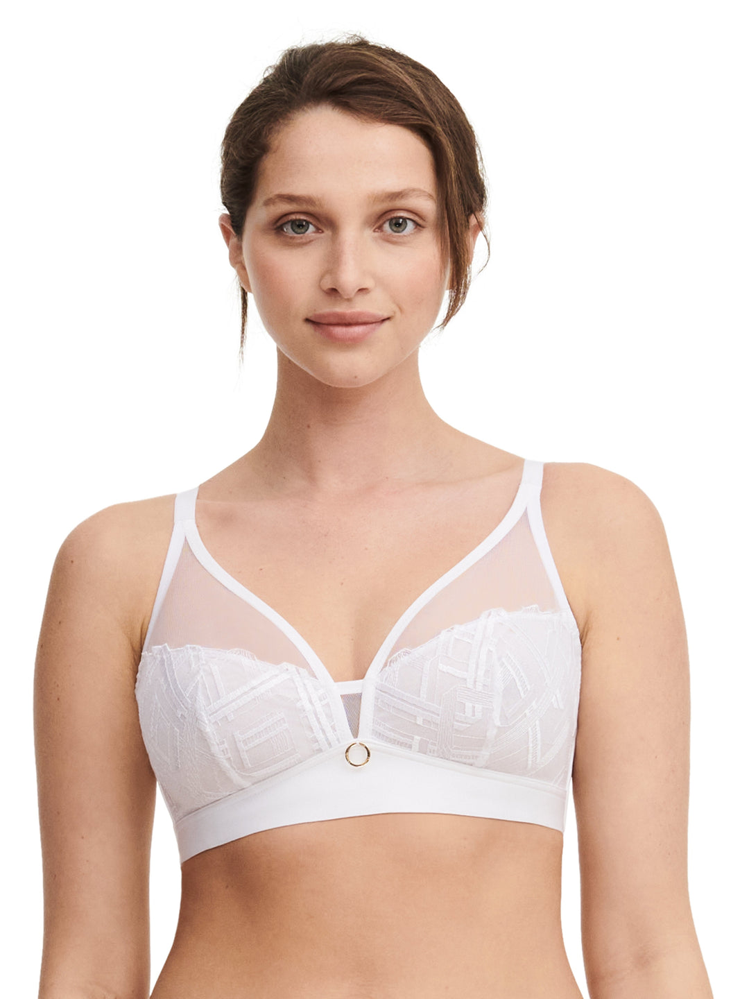 Chantelle - Graphic Support Wirefree Support Bra White Soft Bra Chantelle