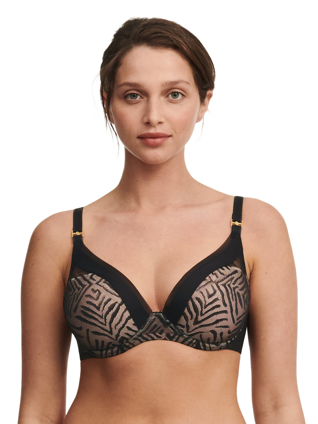 Chantelle - Graphic Allure Plunge T-Shirt Bra Black Plunge Bra Chantelle