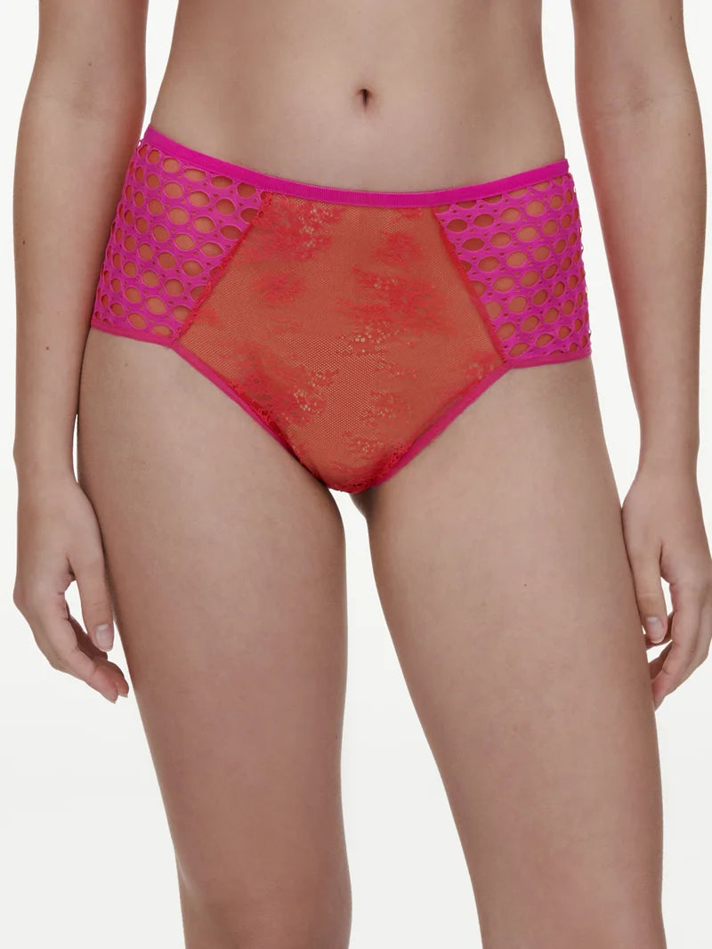Chantelle - Poison High-Waisted Full Brief Flame Red / Fuchsia Purple