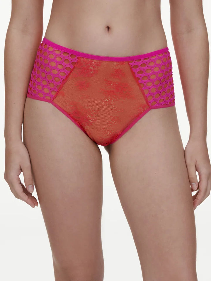 Chantelle - Poison High-Waisted Full Brief Flame Red / Fuchsia Purple