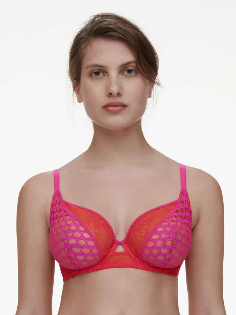 Chantelle - Poison Covering Underwired Bra Flame Red / Fuchsia Purple