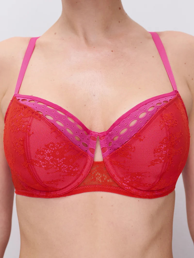 Chantelle - Poison Half-Cup Foam Bra Flame Red / Fuchsia Purple