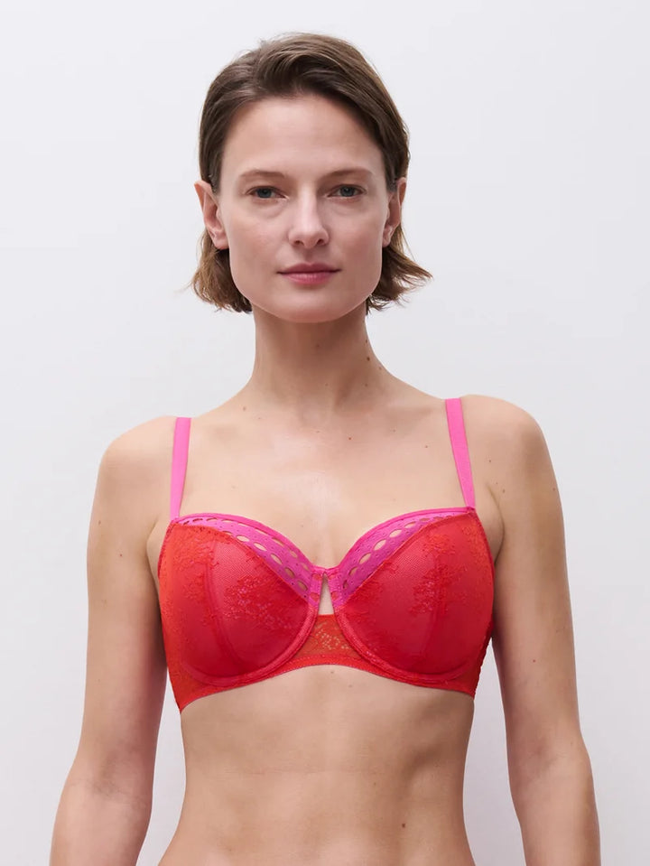 Chantelle - Poison Half-Cup Foam Bra Flame Red / Fuchsia Purple