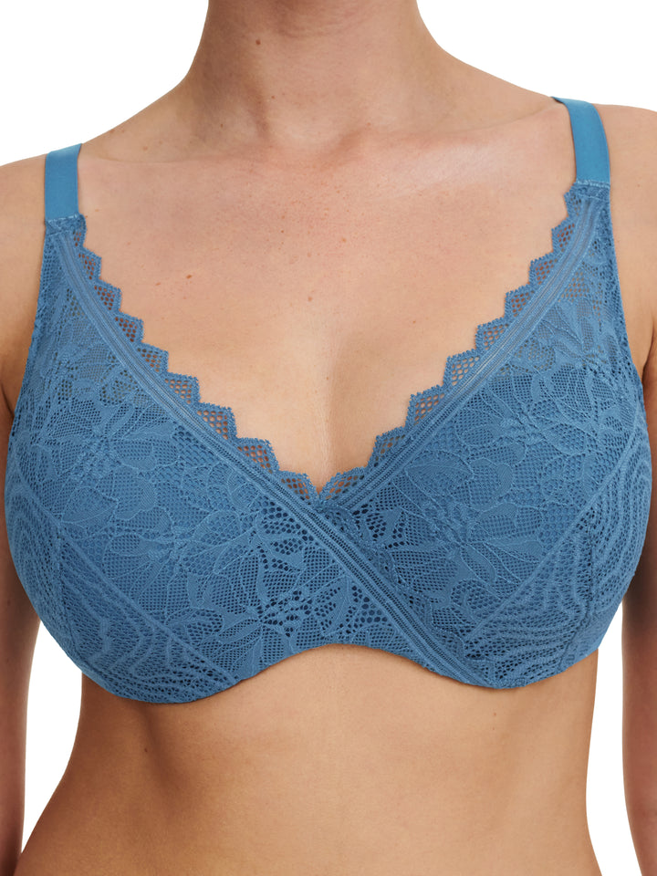 Chantelle Easyfeel - Floral Touch Covering Memory Bra Jeans Blue
