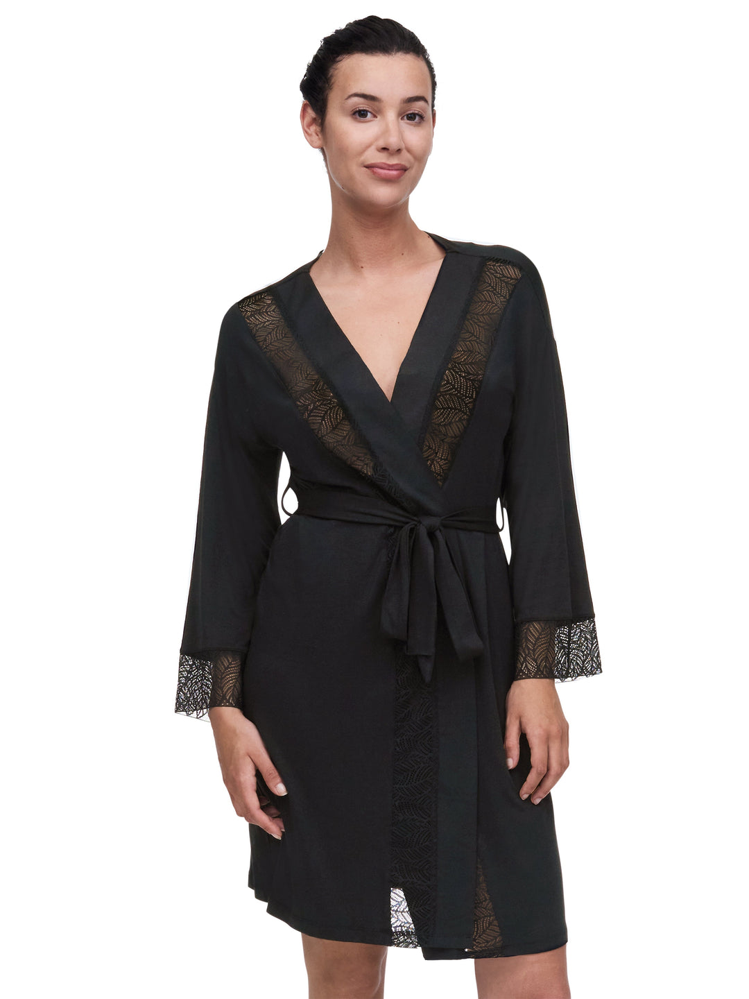 Femilet Jazz Kimono - Black Negligee Gown Femilet