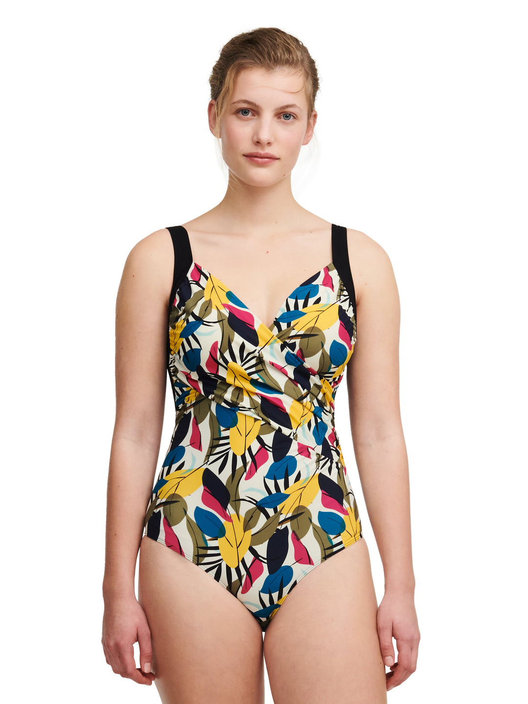 Femilet Swimwear - Honduras Wirefree Covering T-Shirt Swimsuit Multicolor Leaves Full Cup Swimsuit Femilet Swimwear