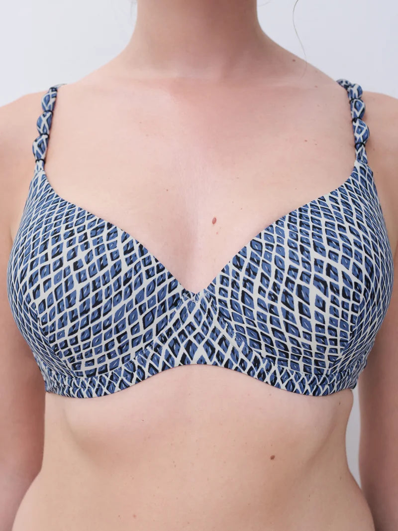Femilet Swimwear - Tidra T-Shirt Bra Blue Reptile