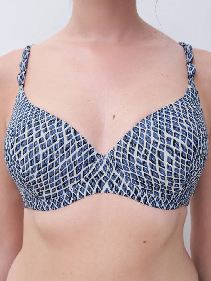 Femilet Swimwear - Tidra T-Shirt Bra Blue Reptile