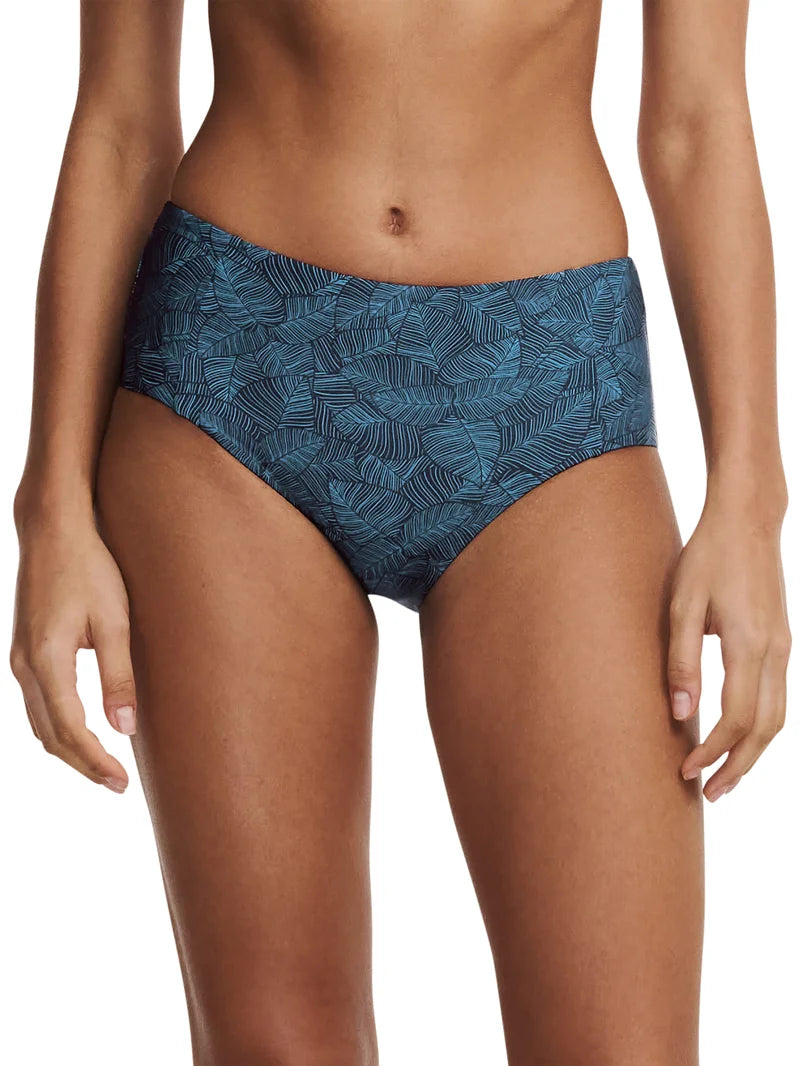 Femilet Swimwear - Tidra Leaves Full Brief Blue Palms