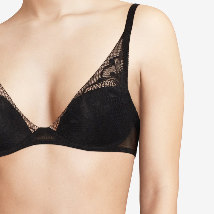 Passionata Thelma Plunge T-Shirt Bra - Black Plunge Bra Passionata