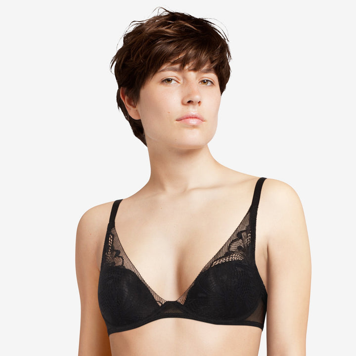 Passionata Thelma Plunge T-Shirt Bra - Black Plunge Bra Passionata