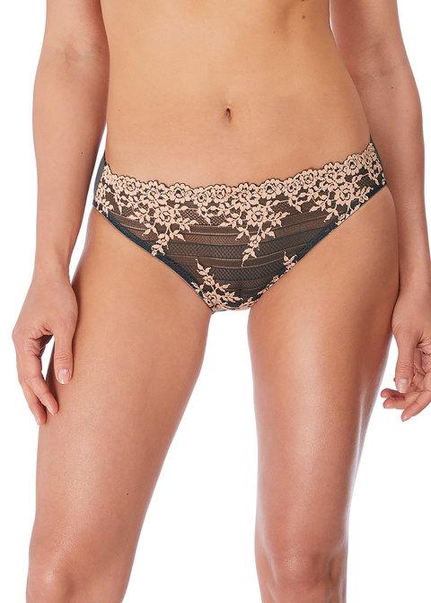 Wacoal - Embrace Lace Bikini Brief Ebony / Shifting Sand Brief Wacoal