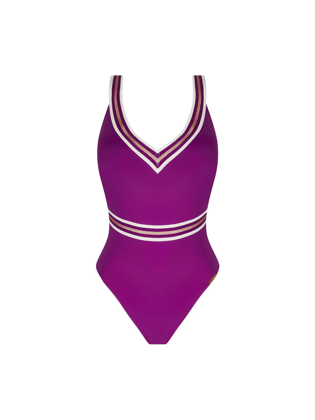 Lise Charmel Swimwear - Energie Nautique Non Wired Crossed Back Swimsuit Cassis Gold