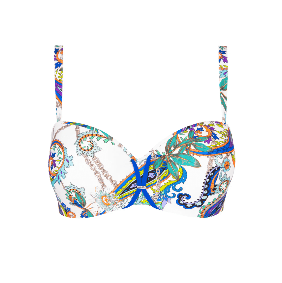 Lise Charmel Swimwear - Odyssee Cashmer Cropped Bustier Bikini Bleu Cashmer