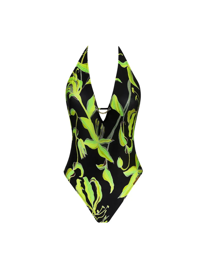 Lise Charmel Swimwear - Fleurs De Nuit Wireless Seduction Halter Swimsuit Nuit Luciole