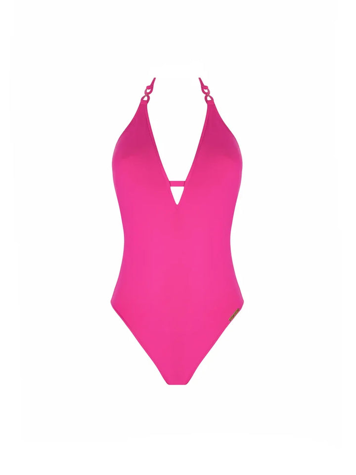 Lise Charmel Swimwear - Grace Infini Plunging Back Swimsuit Tresses Fuschia