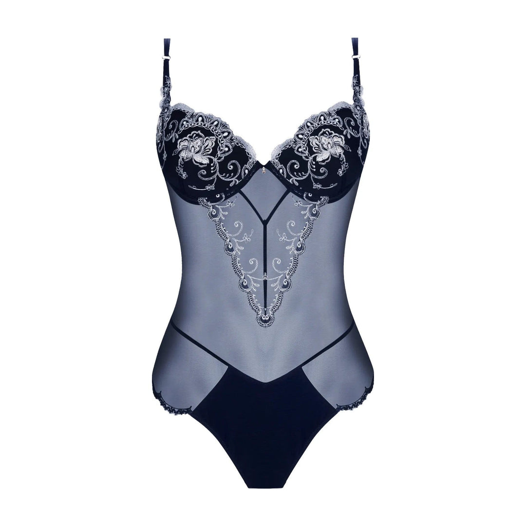 Lise Charmel - Deesse En Glam Thong Bodysuit With Contour Marine Argent