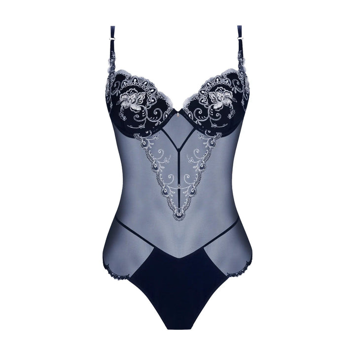 Lise Charmel - Deesse En Glam Thong Bodysuit With Contour Marine Argent