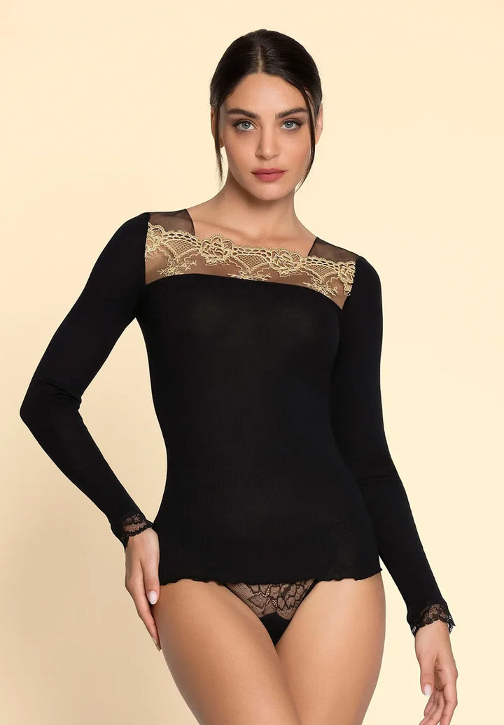 Lise Charmel - Sublime En Or Long Sleeved Top Noir Eclat