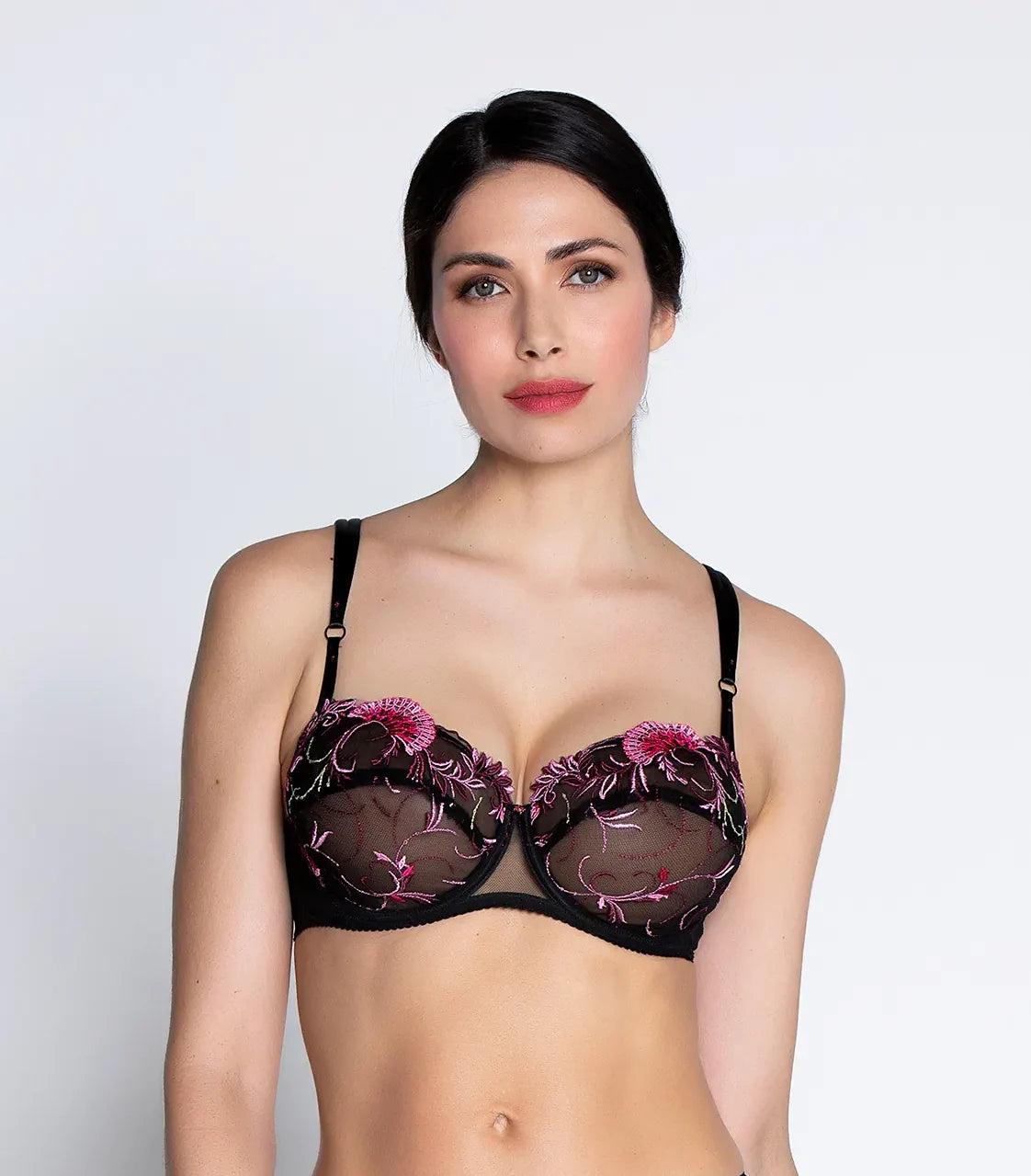 【LISE CHARMEL】新作ブラ★FLORAISON PASSION★ハーフカップ Lise Charmel - Floraison Passion Half Cup Bra Safran Rose