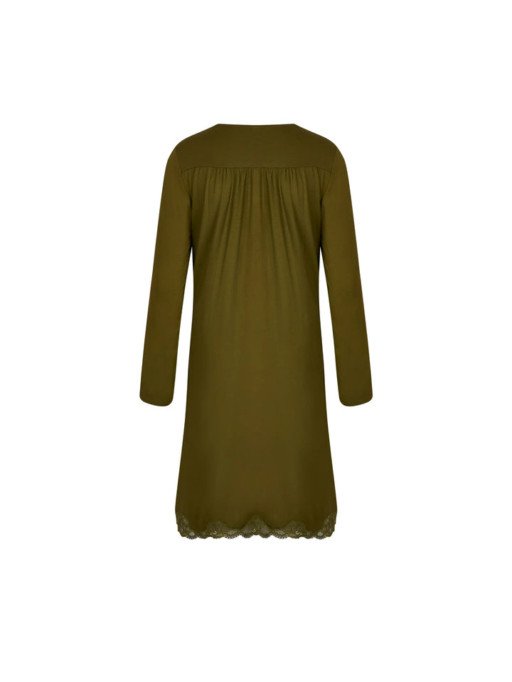 Antigel by Lise Charmel - Simply Perfect Long Capped Sleeved Night Dress Vert Mousse