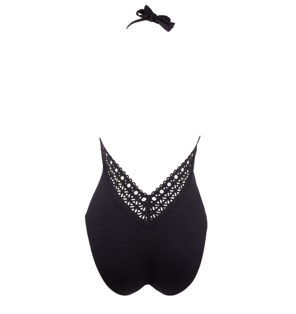 Lise Charmel Swimwear - Ajourage Couture Plunging Back and Front Halter Swimsuit Noir