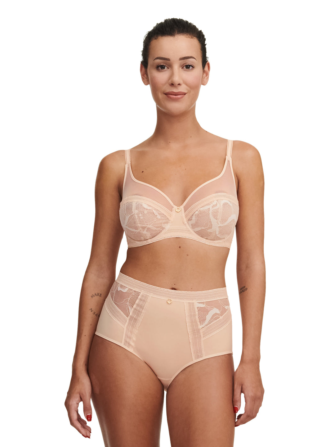Chantelle True Lace Very Covering Underwired Bra - Golden Beige Full Cup Bra Chantelle