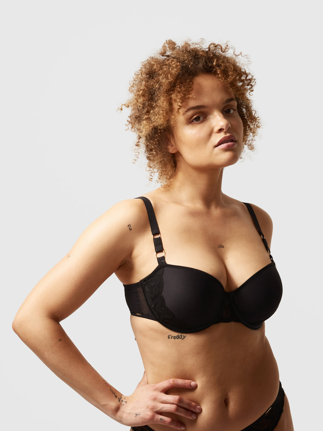 Chantelle Fleurs Half-Cup Memory Bra - Black Half Cup Bra Chantelle