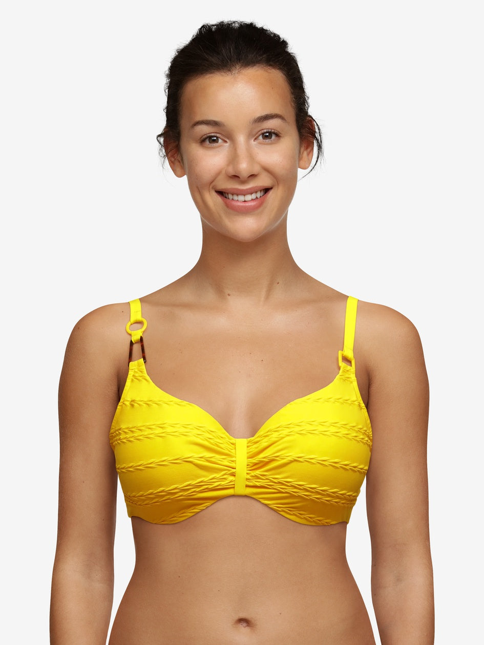 Chantelle Texture Covering Underwired Bikini Top - Yellow Lemon Full Cup Bikini Chantelle Swim 
