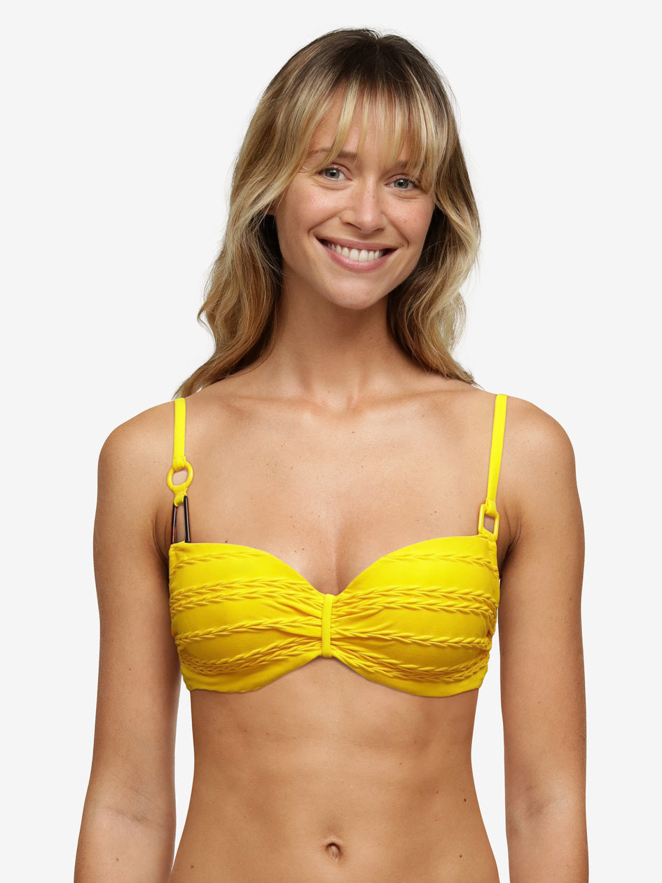 Chantelle Texture Half-Cup Memory Bikini Top - Yellow Lemon Padded Bikini Chantelle Swim 