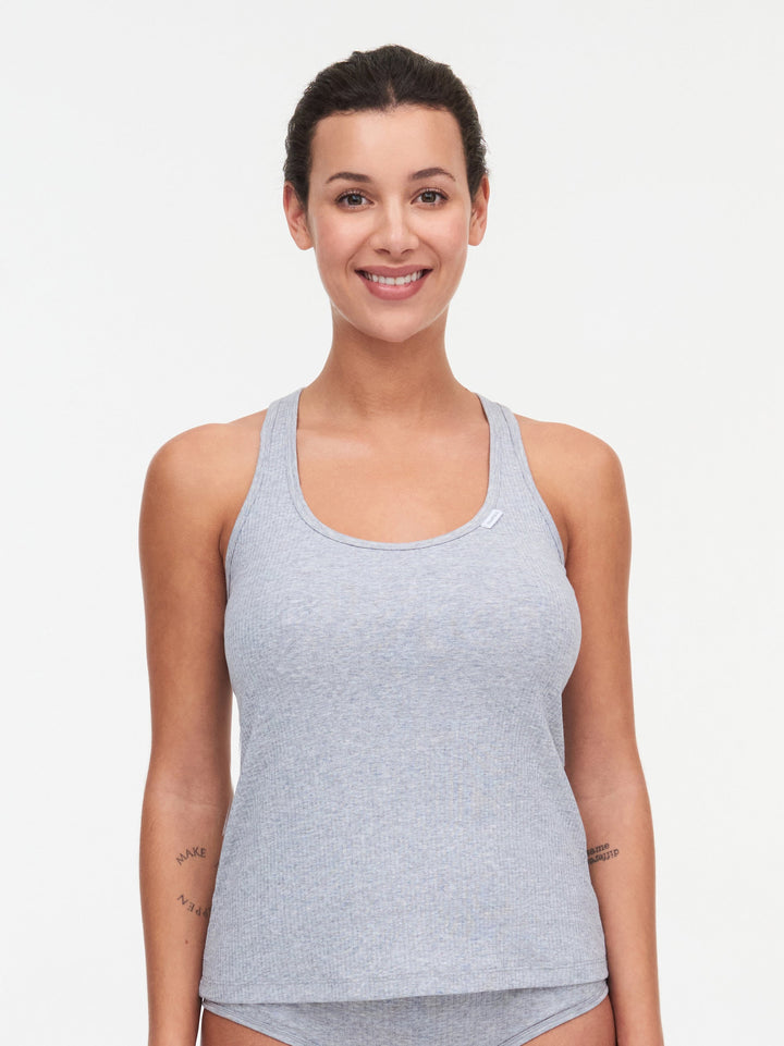 Chantelle Cotton Comfort Tank Top - Mixed Grey Top Chantelle
