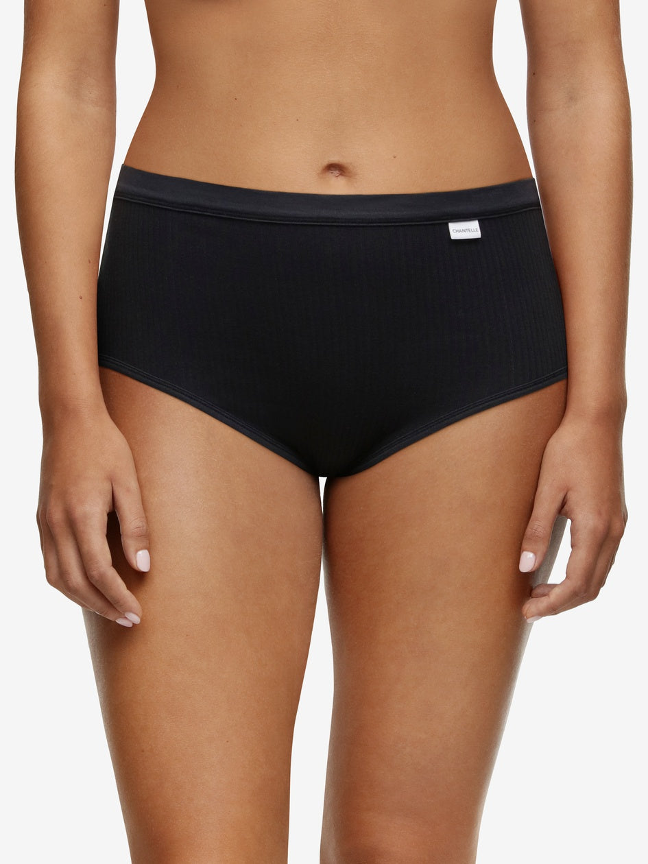 Chantelle Cotton Comfort High Waist Brief - Black High Waisted Brief Chantelle
