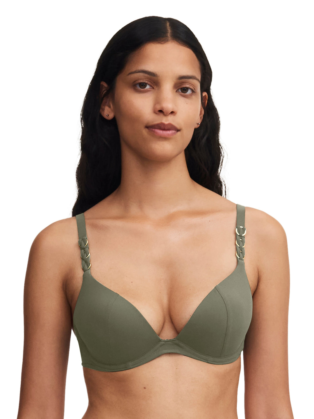 Chantelle Swimwear Emblem Covering Underwired Bikini - Khaki Green Full Cup Bikini Chantelle