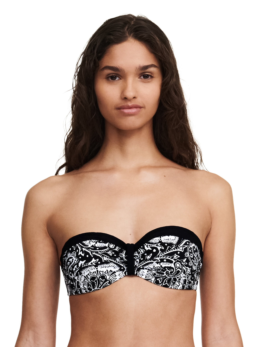 Chantelle Swimwear Flowers Bandeau Underwired Bra - Black Flowers Bandeau Bikini Chantelle