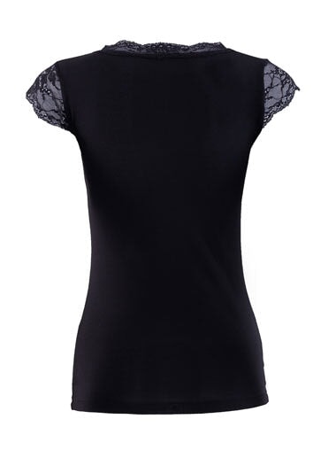 Blackspade - Camiseta sin mangas Comfort Classics de encaje con cuello en V Camiseta negra Blackspade