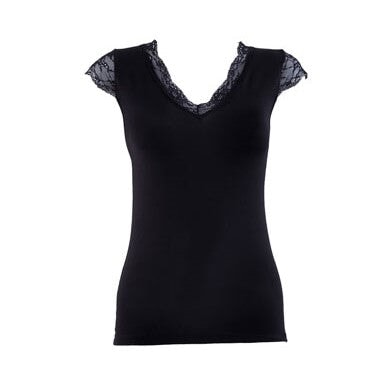 Blackspade – Comfort Classics Spitzen-Unterhemd mit V-Ausschnitt. Schwarzes Unterhemd von Blackspade
