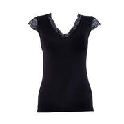 Blackspade - Camiseta sin mangas Comfort Classics de encaje con cuello en V Camiseta negra Blackspade 