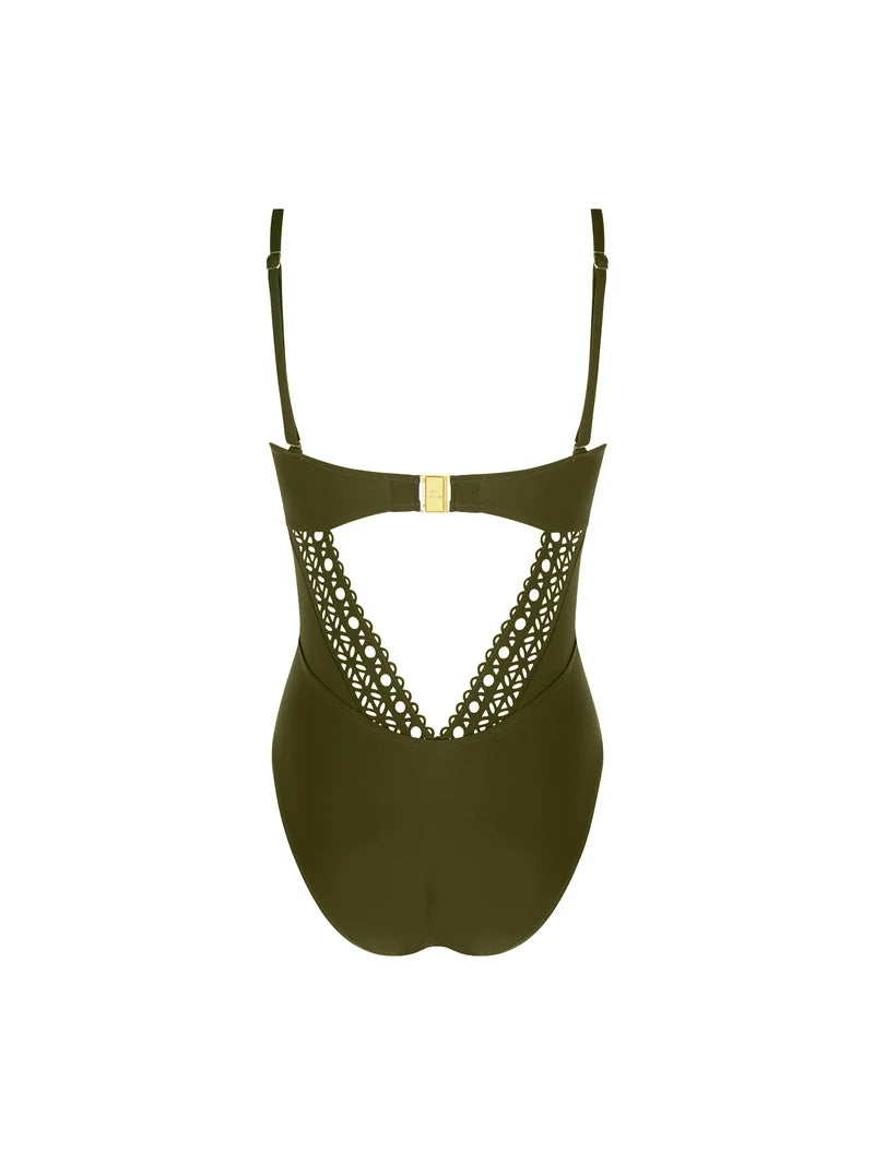 Lise Charmel Swimwear - Ajourage Couture Soft Cup Strapless Swimsuit Ajourage Avocat