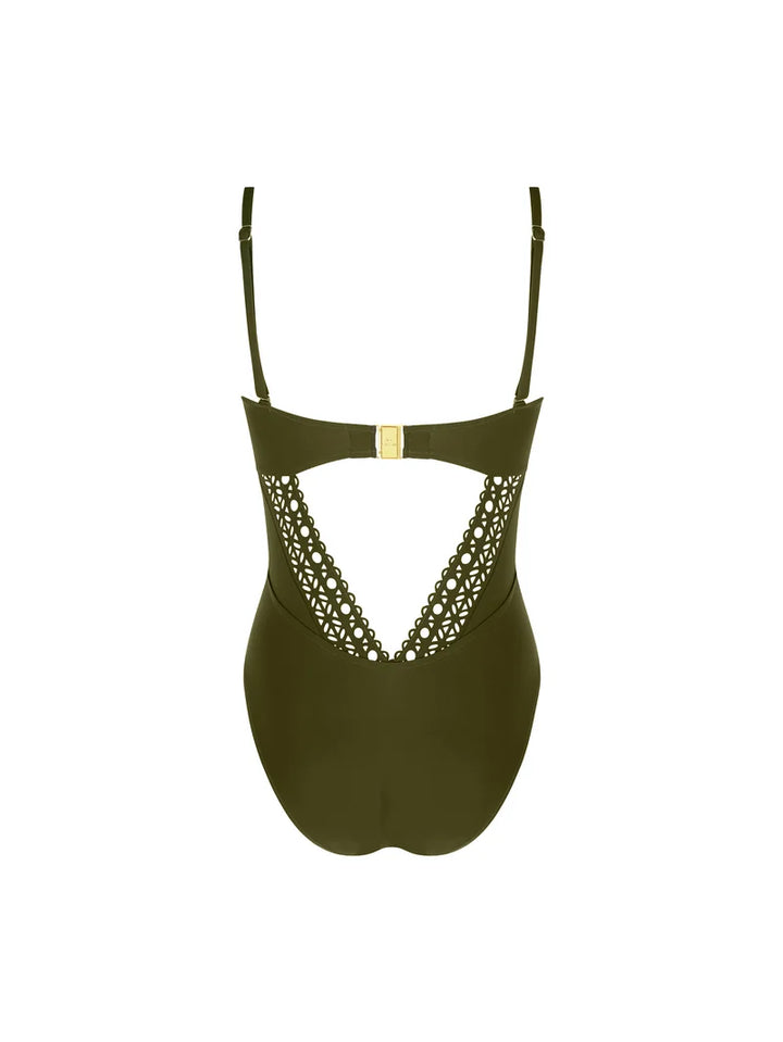 Lise Charmel Swimwear - Ajourage Couture Soft Cup Strapless Swimsuit Ajourage Avocat